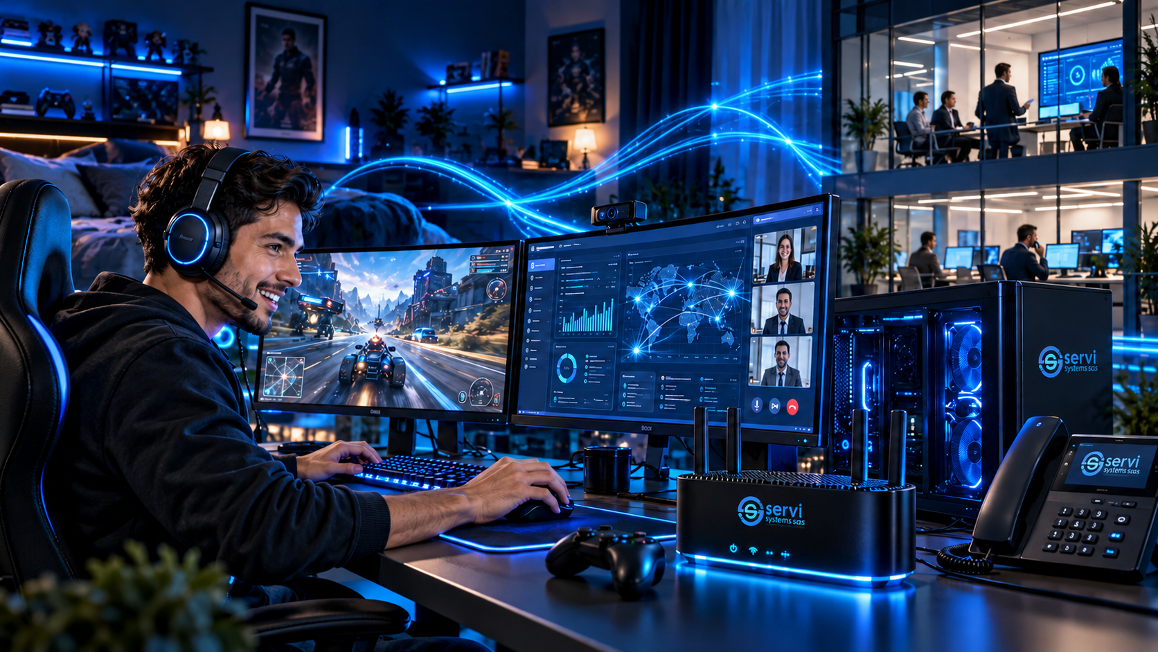 Conexión gaming y oficina SERVISYSTEN